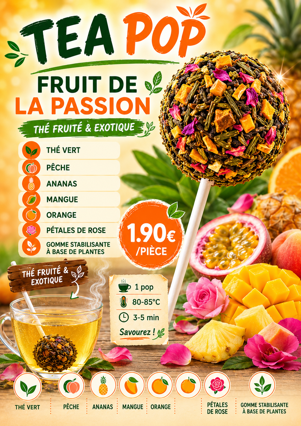 Sucette à thé – Fruit de la passion