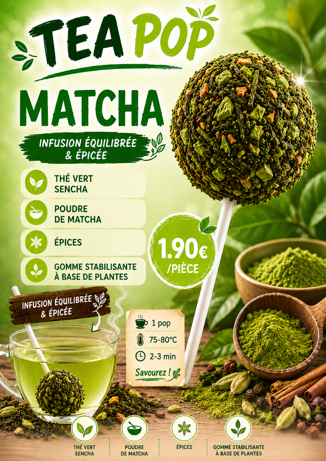 Sucette à thé – Matcha