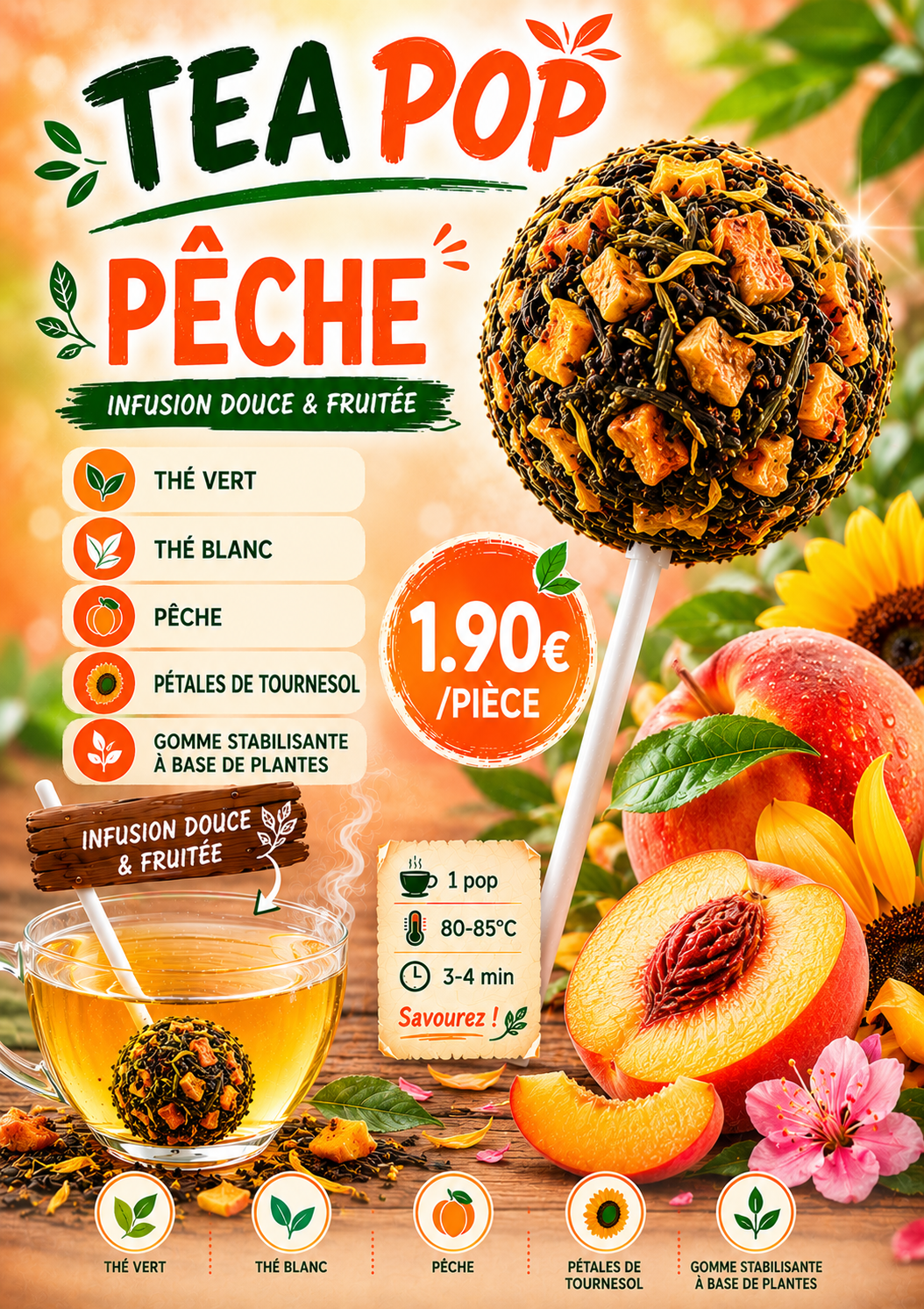 Sucette à thé – Pêche