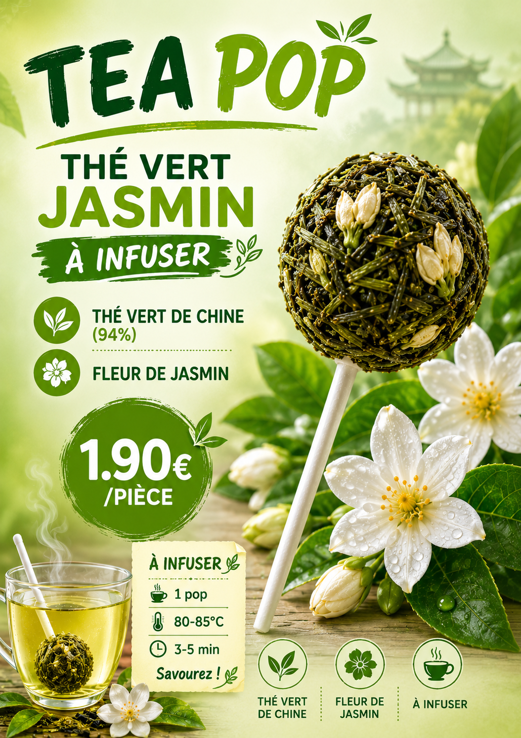Sucette à thé – Thé vert jasmin